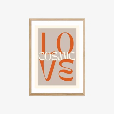 Cult Furniture Cosmic Love Typographic Print Colour: Oak, Size: A1