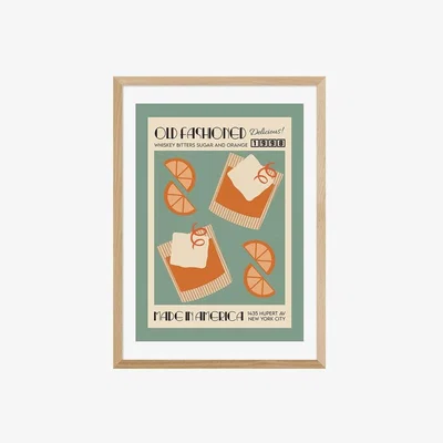 Cult Furniture Taste of America Old Fashioned, Graphic Print Colour: Oak, Size: A2