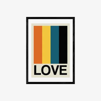 Cult Furniture Vintage 60s Love, Graphic Print Colour: Black, Size: A2