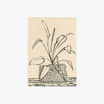 Cult Furniture Decorative Leaves in Ink, Illustrative Print Colour: Unframed, Size: A1