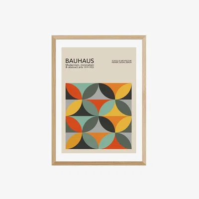 Cult Furniture Bauhaus Berlin, Geometric Print Colour: Oak, Size: A3