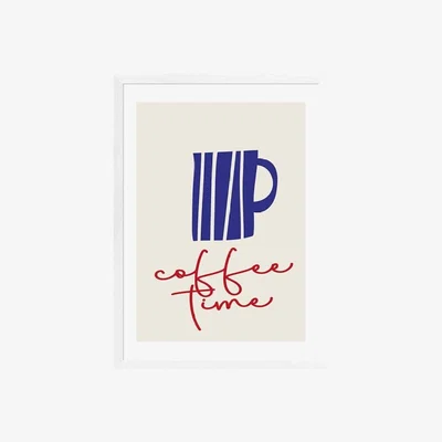 Cult Furniture It's Time For Coffee, Graphic Print Colour: White, Size: A3