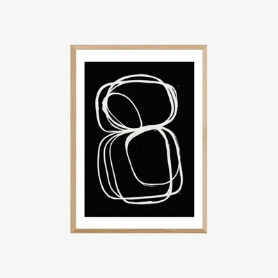 Cult Furniture Monochrome Curves Abstract Print Colour: Oak, Size: A1