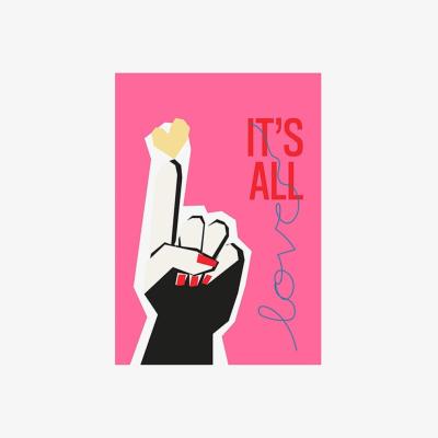 Cult Furniture It's All Love Pink, Graphic Print Colour: Unframed, Size: A1