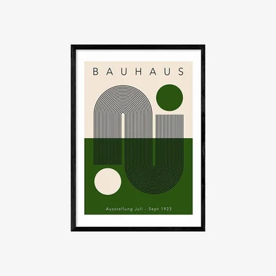Cult Furniture Bauhaus Green Geometric Print Colour: Black, Size: A3