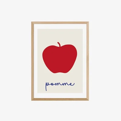 Cult Furniture La Rouge Pomme, Graphic Print Colour: Oak, Size: A3