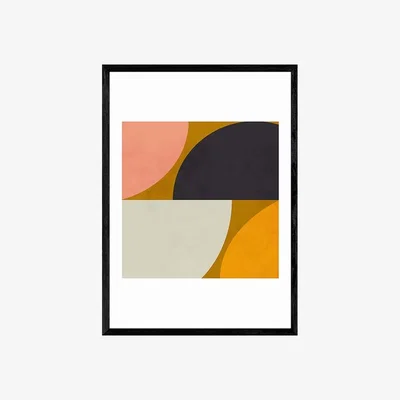 Cult Furniture Mid Century Shapes Abstract Print Colour: Black, Size: A2