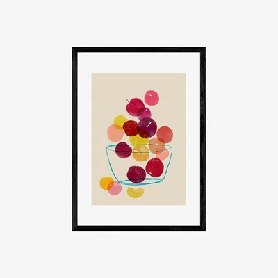 Cult Furniture Tumbling Plums, Graphic Print Colour: Black, Size: A1