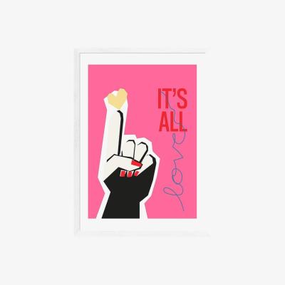 Cult Furniture It's All Love Pink, Graphic Print Colour: White, Size: A3