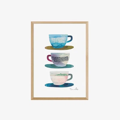 Cult Furniture Tea Break, Illustrative Print Colour: Oak, Size: A3