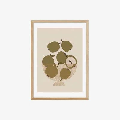 Cult Furniture An Apple A Day Bowl, Pop Art Print Colour: Oak, Size: A2
