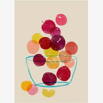 Cult Furniture Tumbling Plums, Graphic Print Colour: Unframed, Size: A1