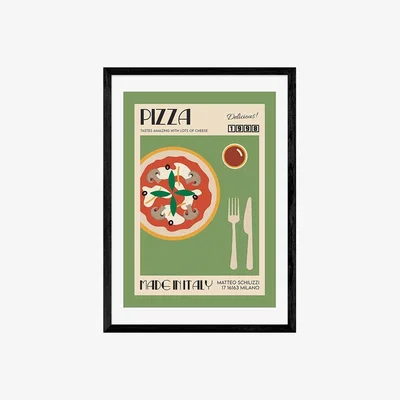 Cult Furniture Taste of Italy Pizza, Graphic Print Colour: Black, Size: A1