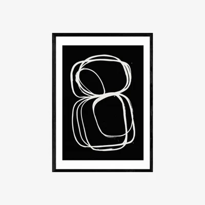 Cult Furniture Monochrome Curves Abstract Print Colour: Black, Size: A2
