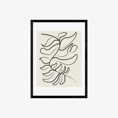 Cult Furniture Flowing Fern, Illustrative Print Colour: Black, Size: A2
