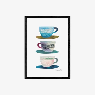 Cult Furniture Tea Break, Illustrative Print Colour: Black, Size: A2