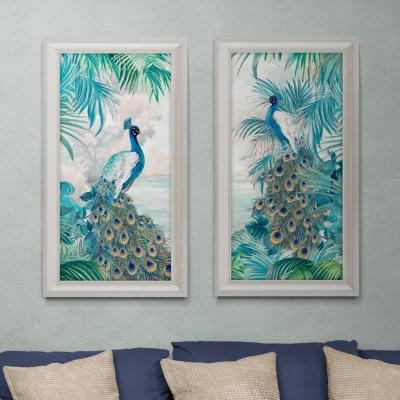 Dunelm Indian Peafowl by Eva Watts Set of 2 Framed Prints Blue
