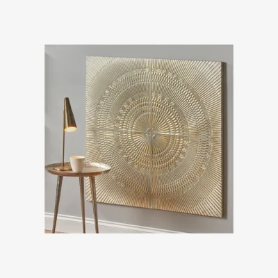 Dunelm Return - Antiqued White and Gold Textured Metal Wall Art