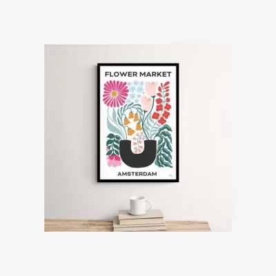 Dunelm Flower Market Amsterdam Framed Print MultiColoured