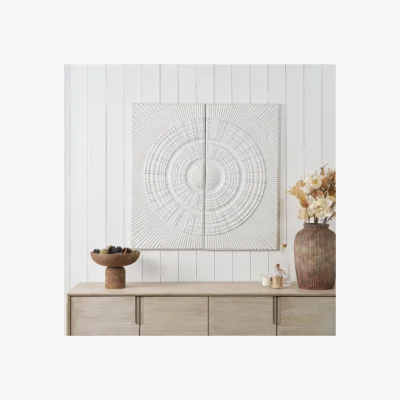 Dunelm Set Of 2 Antique White Moulded Metal Circle Wall Art