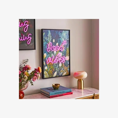 Dunelm Good Vibes Light Up Neon Framed Print