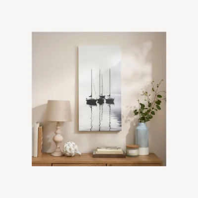 Dunelm Monochrome Boats Canvas