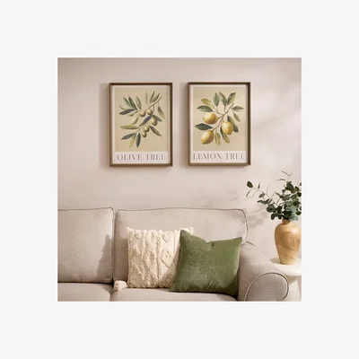 Dunelm Set Of 2 Olive & Lemon Tree Framed Prints