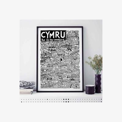 Dunelm Sketchbook Design Cymru Landmarks Framed Print