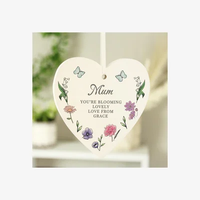 Dunelm Personalised Wild Flowers Wooden Heart