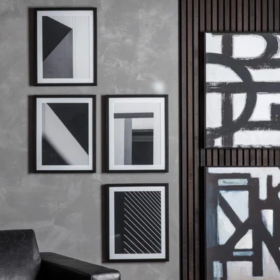 Dunelm Set of 4 Shadow Architecture Framed Art Black/White