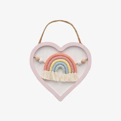 Dunelm Petit Cheri Wooden Heart Macrame Wall Plaque