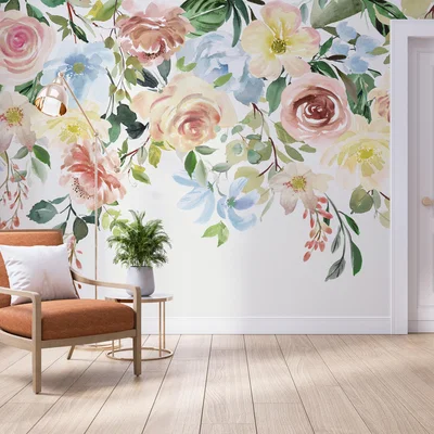 Dunelm Watercolour Florals Mural Terracotta