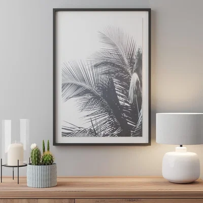 Dunelm Large Palm Tree Framed Print White and Grey