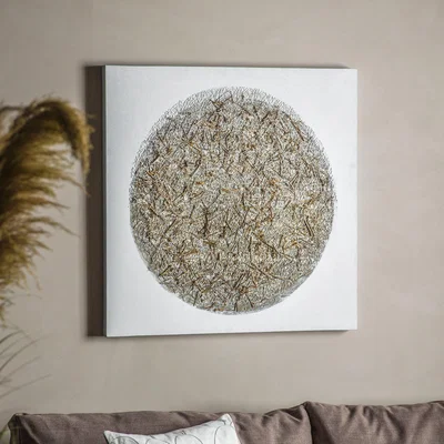 Dunelm Textured Globe Canvas Black and white