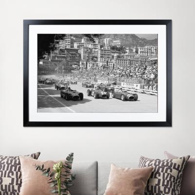 Dunelm The Art Group Grand Prix De Monaco Framed Print Black and white
