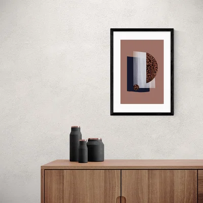 Dunelm East End Prints Water Colour Shapes Red Print Brown/Blue