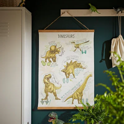 Dunelm All About Dinosaurs Hanging Canvas MultiColoured