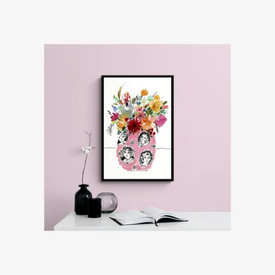 Dunelm Lady Portrait Vase Framed Print MultiColoured