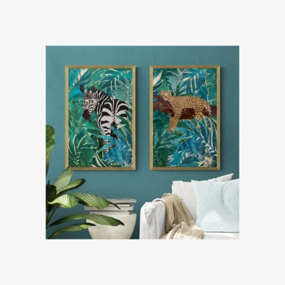 Dunelm Set of 2 Jungle Vibes Framed Prints Green