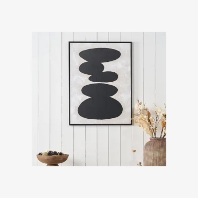 Dunelm Black & Natural Stone Design Framed Canvas
