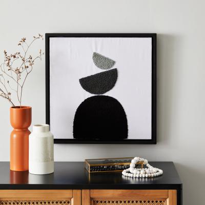 Dunelm Textured Abstract Framed Canvas Black Black/White