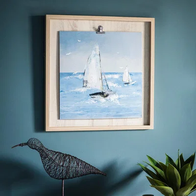 Dunelm Sailing the Breeze Framed Wall Art Blue