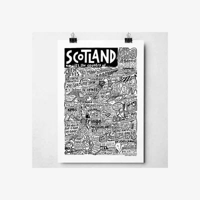 Dunelm Sketchbook Design Scotland Landmarks Framed Print