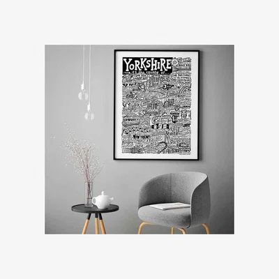 Dunelm Sketchbook Design Yorkshire Landmarks Framed Print