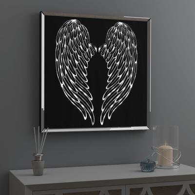 Dunelm LED Framed Angel Wings Wall Art Black and White