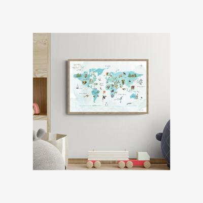 Dunelm Animal Map Of The World Framed Print