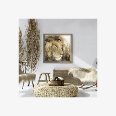 Dunelm Cedar & Sage Pride Lion Framed Canvas Gold