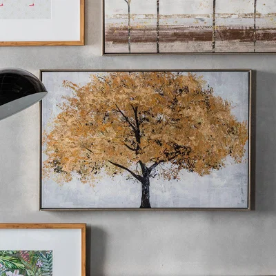 Dunelm Midas Tree Framed Canvas Print Beige / Brown / Black