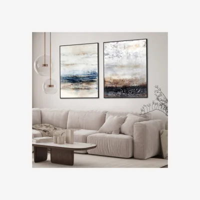 Dunelm Set of 2 Cedar & Sage Fearless Abstract Framed Canvases Black