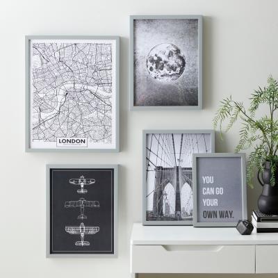 Dunelm Pack of 5 Industrial Posters Black and white